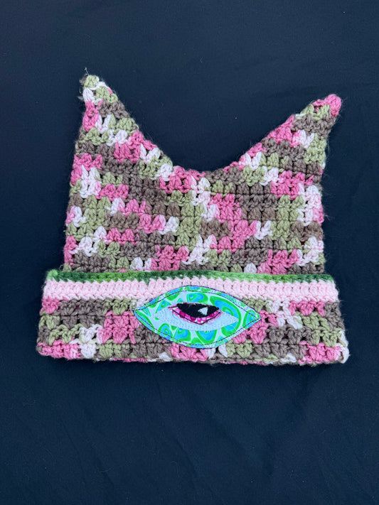 Crochet eyeball patch hat