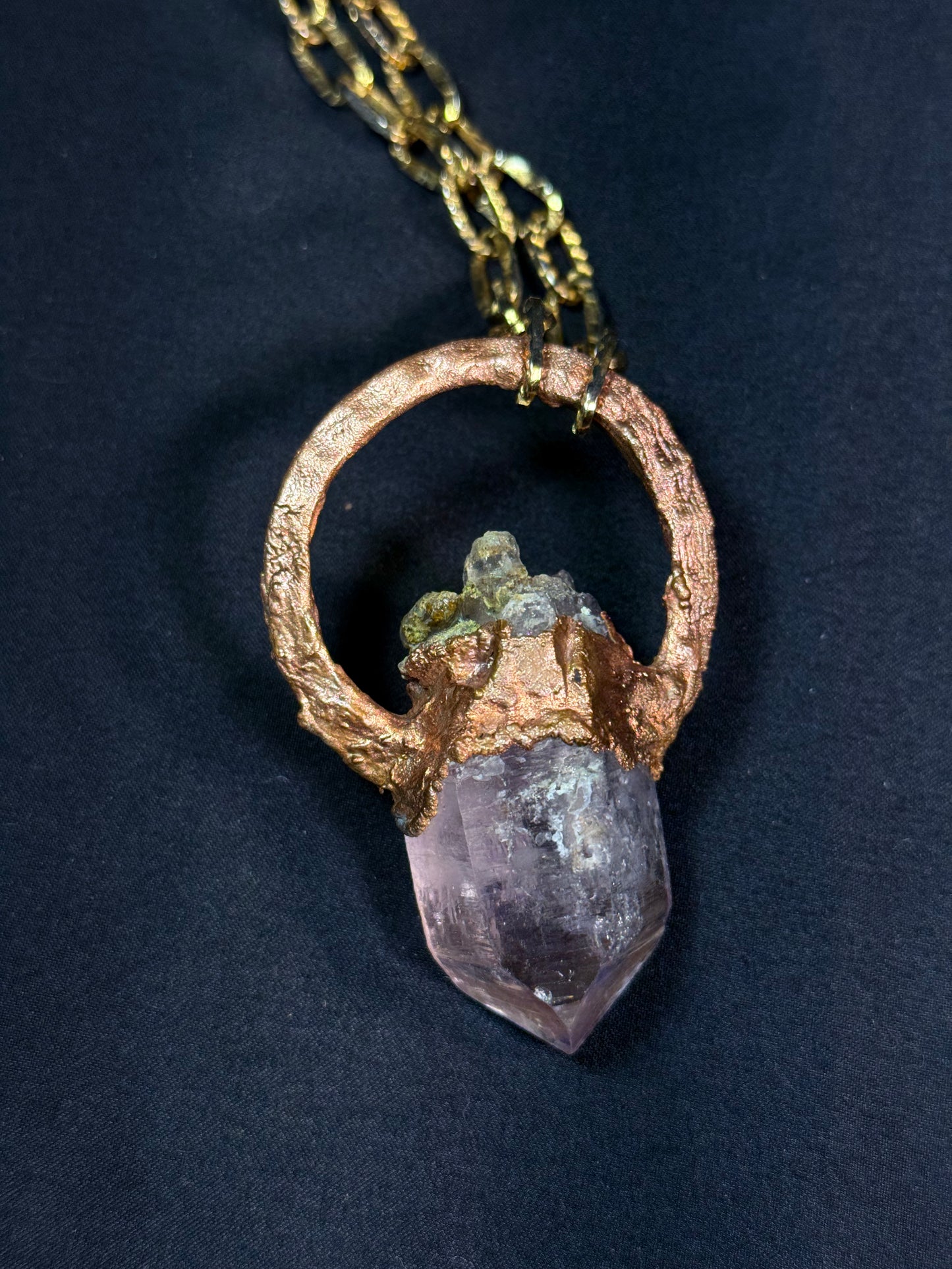 Star sapphire + amethyst amulet