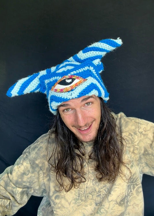Crochet eyeball patch hat