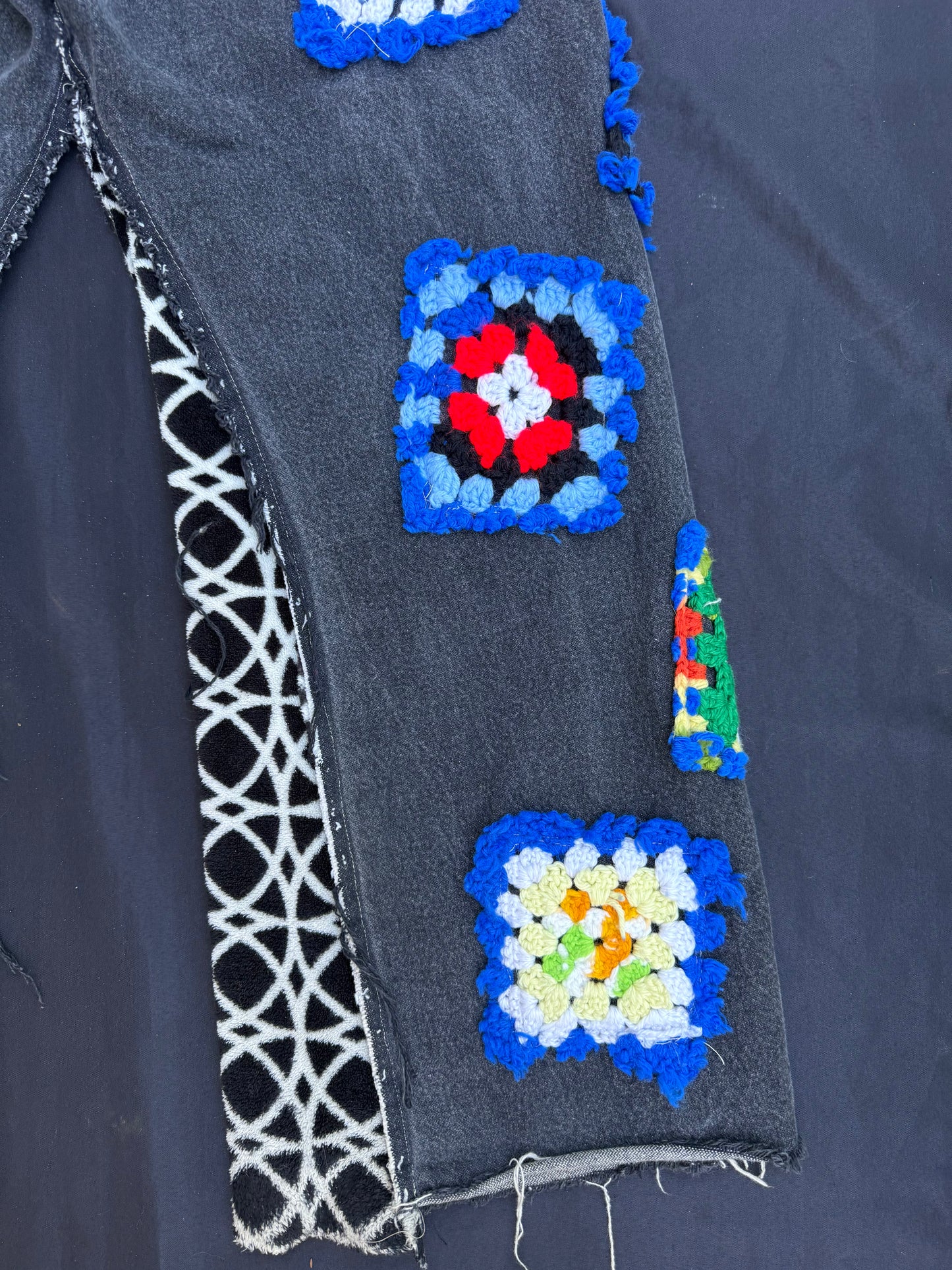 Crochet granny square black jeans