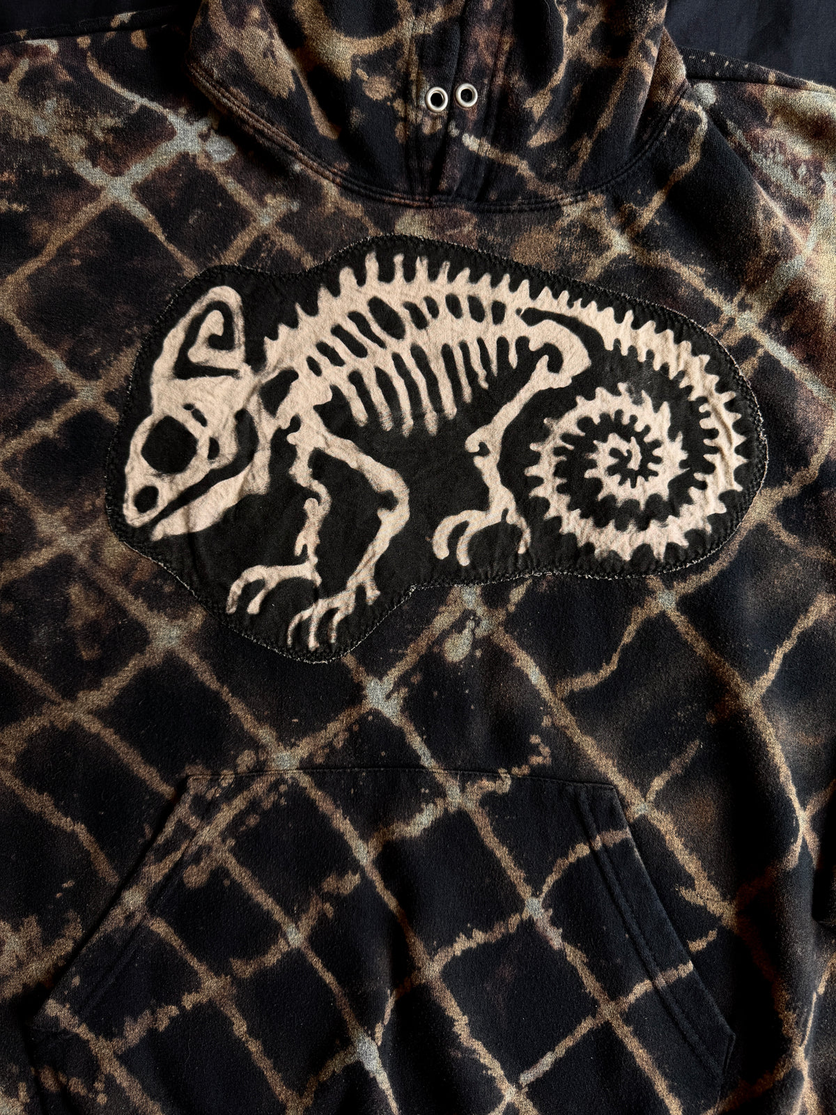 Gremlin + chameleon bleach dyed hoodie