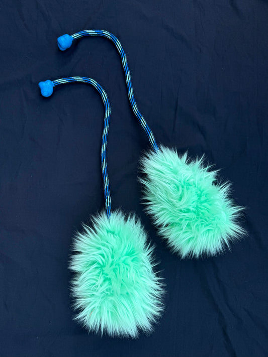 Teal fluffy mega poi