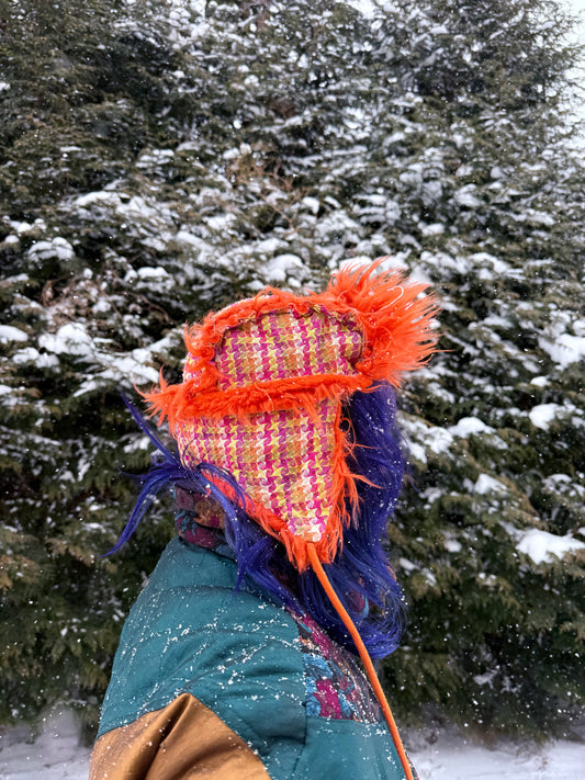 Orange fluff ushanka