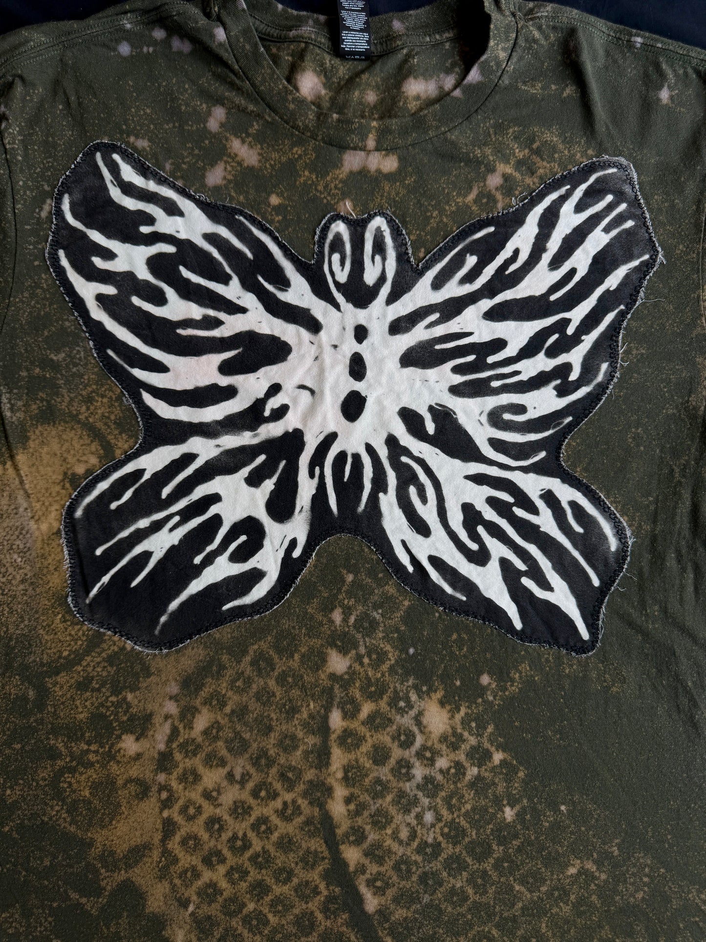 Butterfly bleach dyed t-shirt