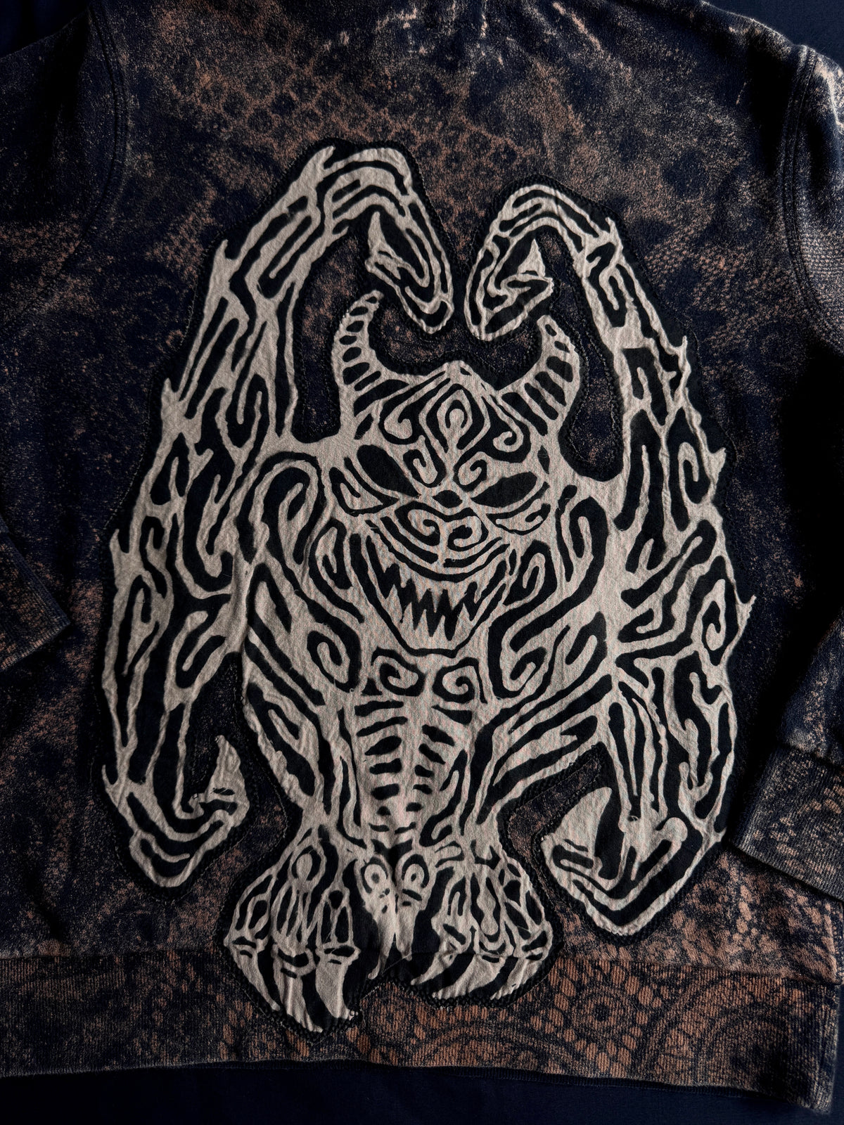 Gargoyle bleach dyed hoodie