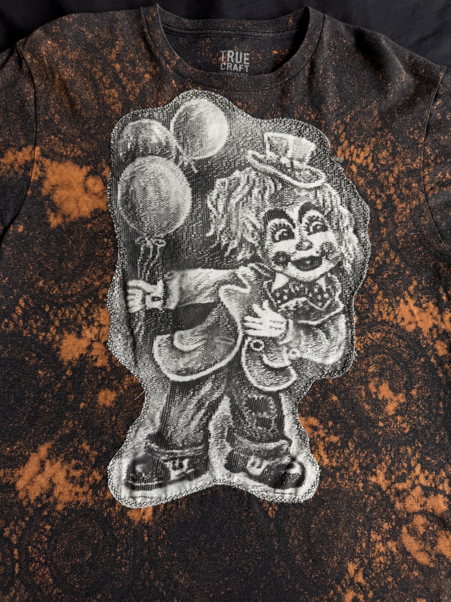 Clown bleach dyed t-shirt