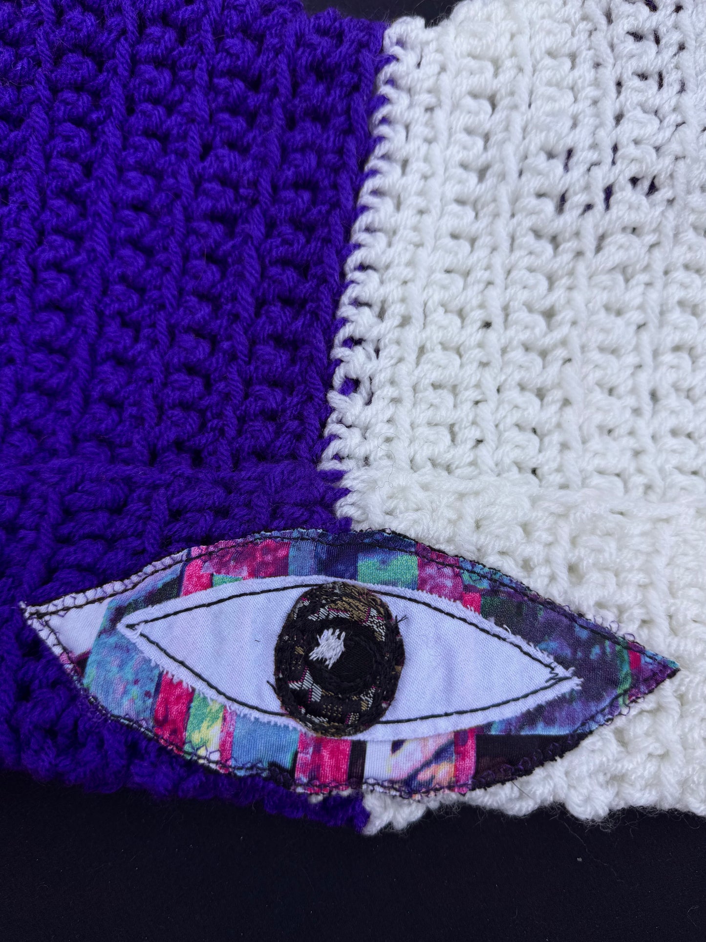 Crochet eyeball patch hat