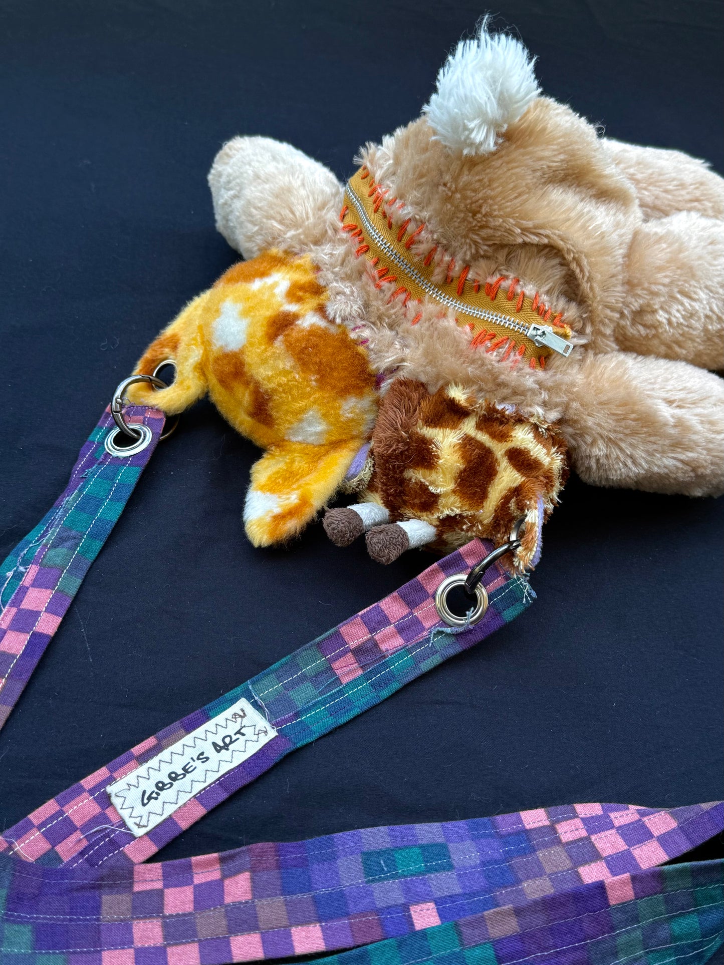 Two headed giraffe + fox hybrid side bag