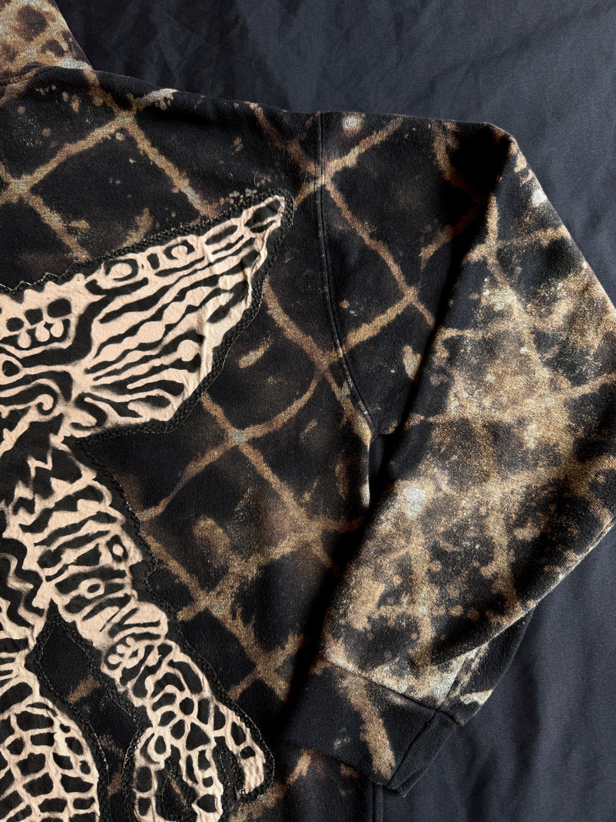 Gremlin + chameleon bleach dyed hoodie