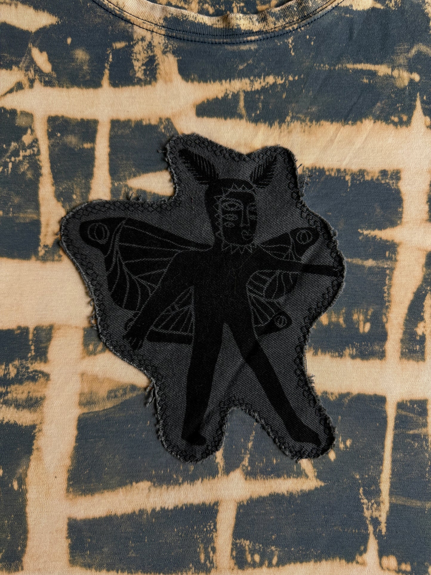 Moth man bleach dyed t-shirt