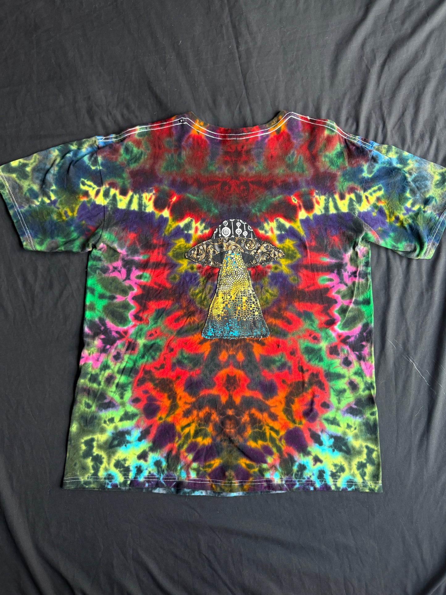 Alien + UFO tie dyed t-shirt