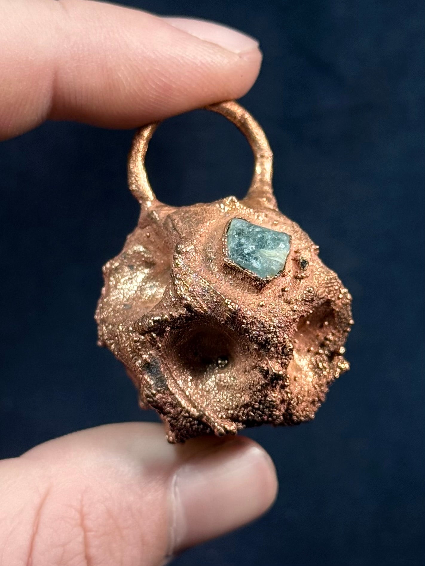 Tessellated rose aquamarine amulet