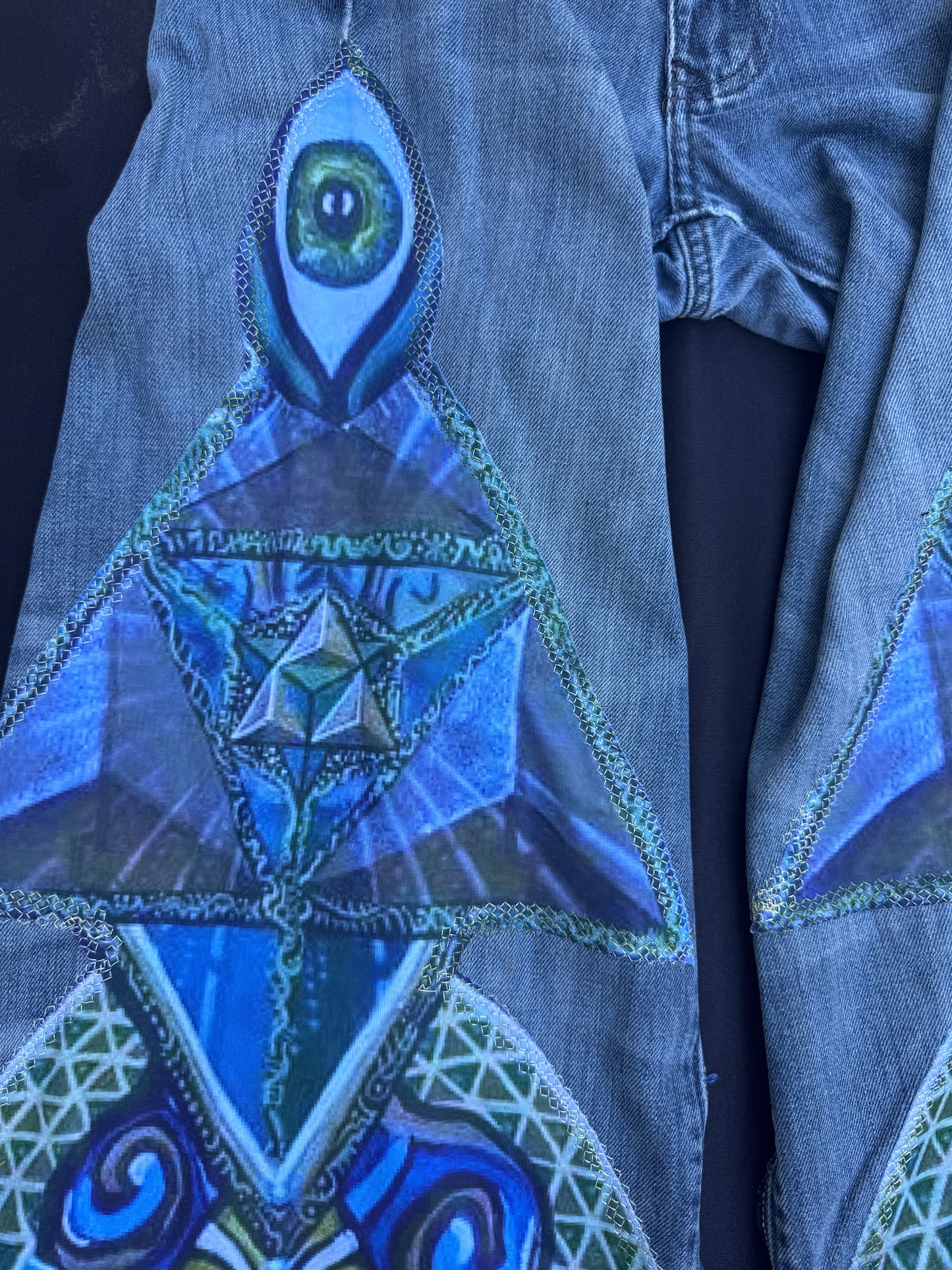 Jesse James astral pharaoh patch jeans