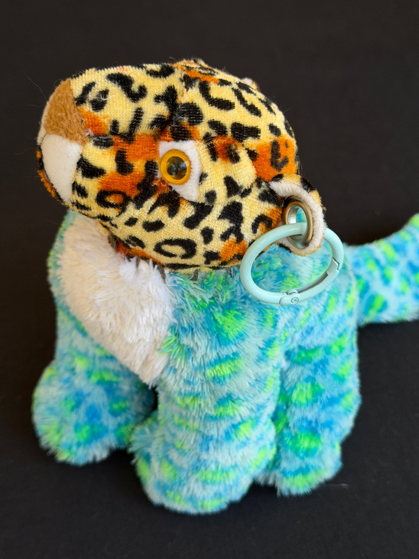 Leopard + green & blue leopard keychain buddy
