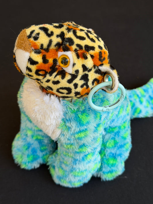 Leopard + green & blue leopard keychain buddy