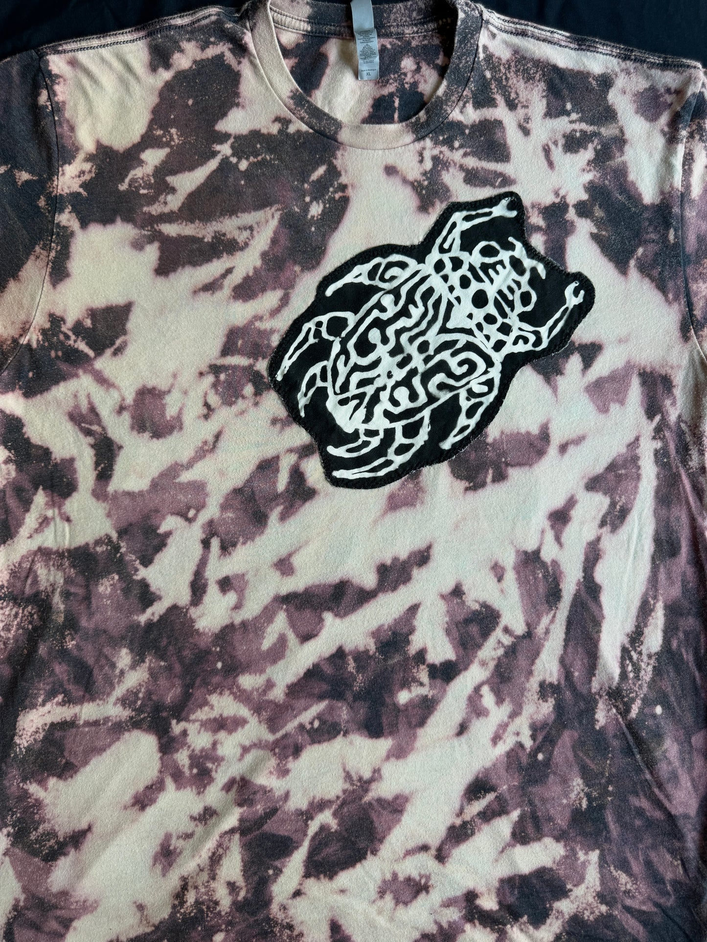 Beetle + moon goddess bleach dyed t-shirt