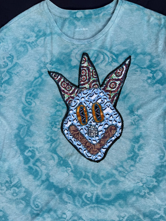Clown patch bleach dyed spiral t-shirt