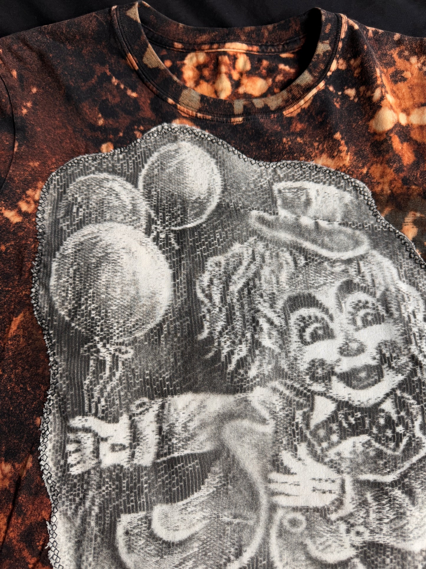 Clown bleach dyed t-shirt