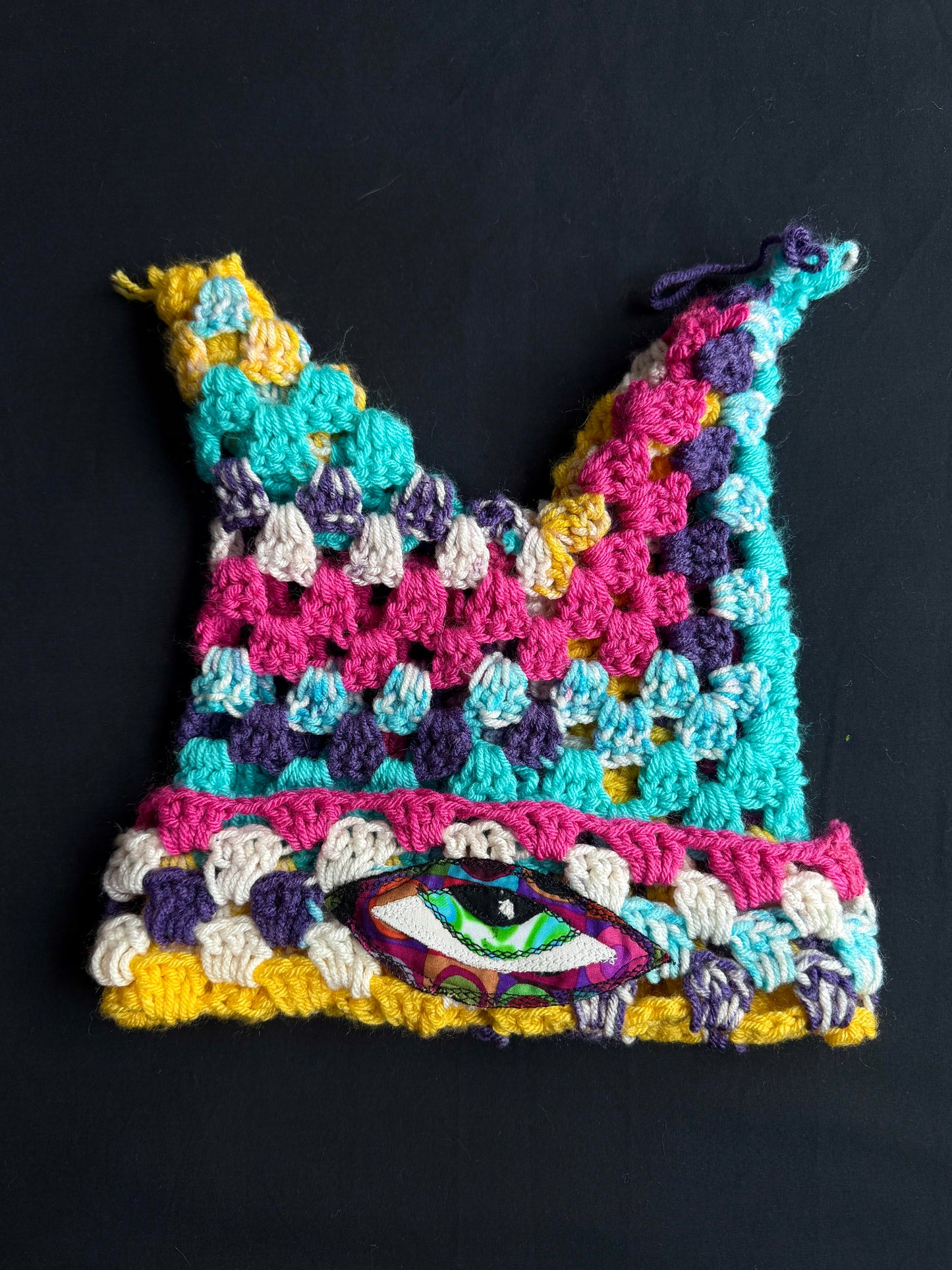 Crochet eyeball patch hat