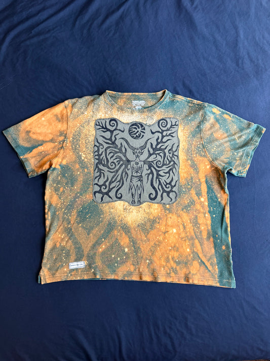 Moon goddess patch bleach dyed t-shirt