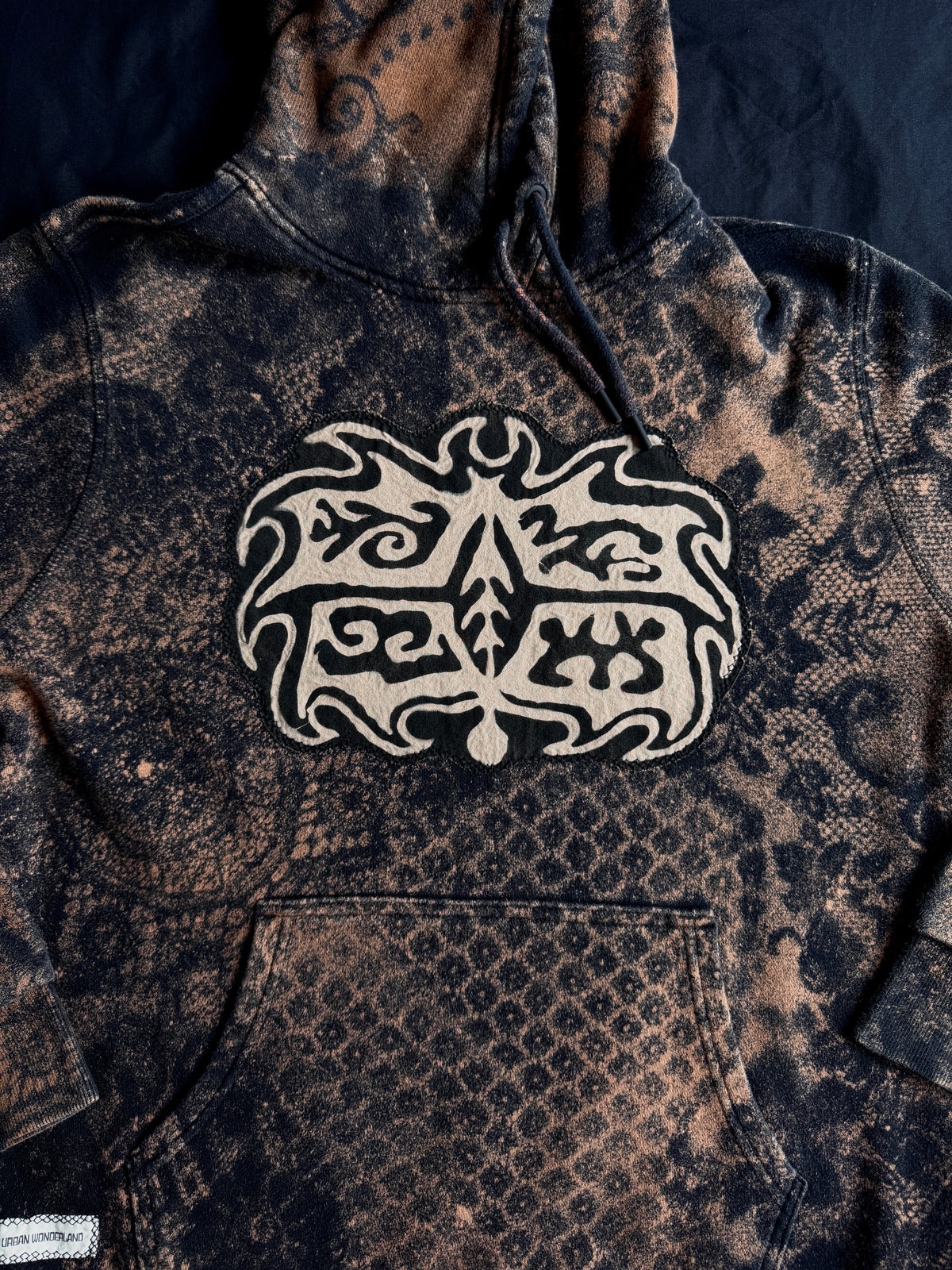 Gargoyle bleach dyed hoodie