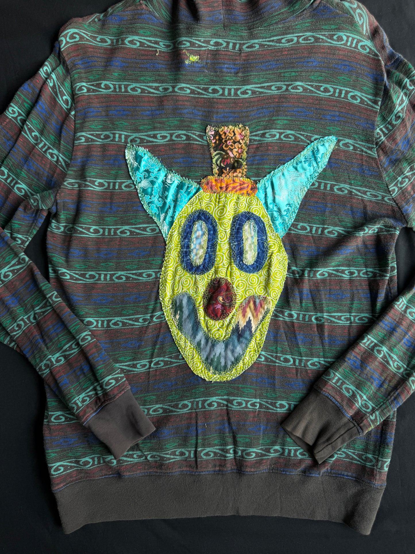Scrappy clown flower zip up