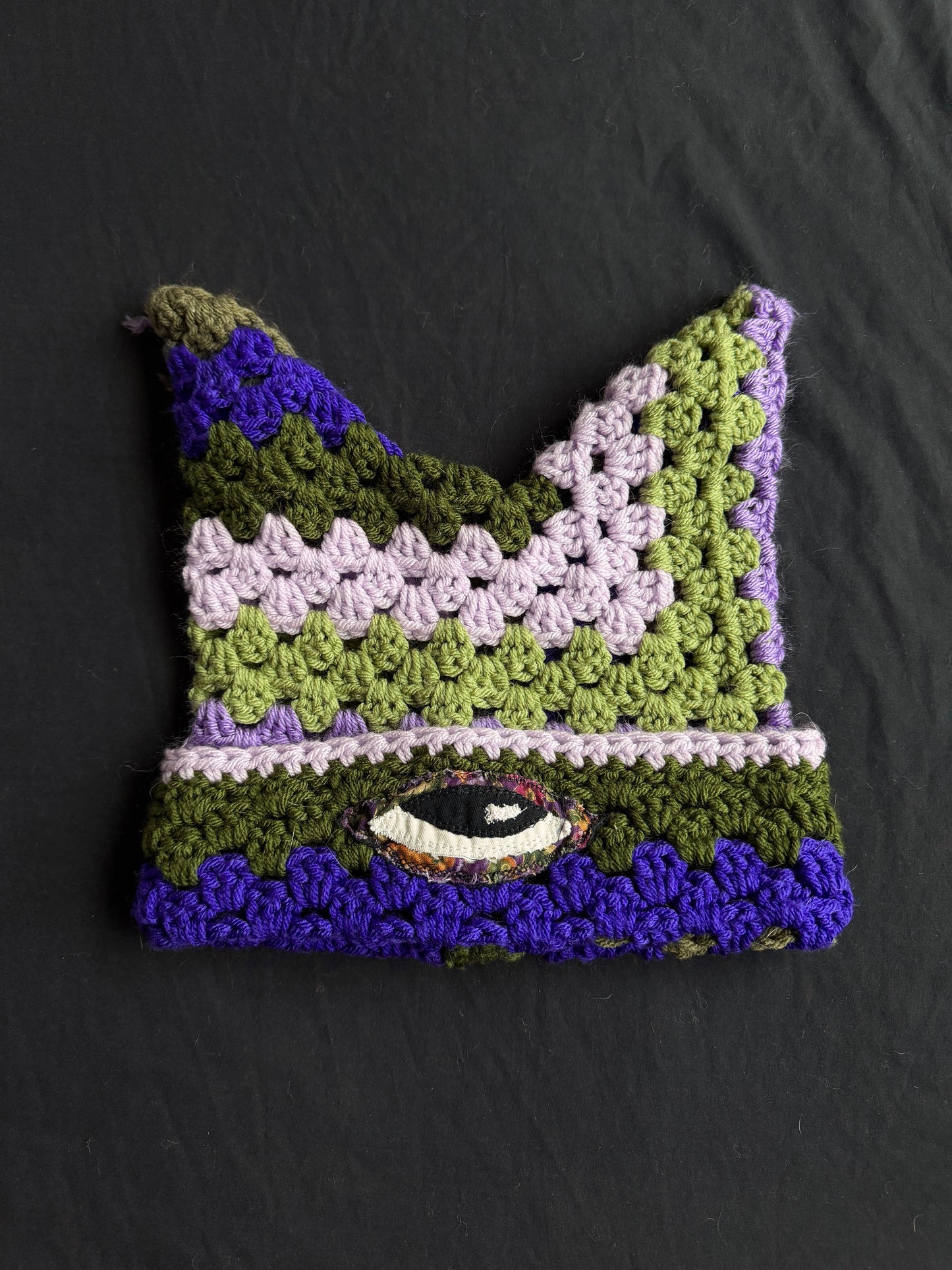 Crochet eyeball patch hat