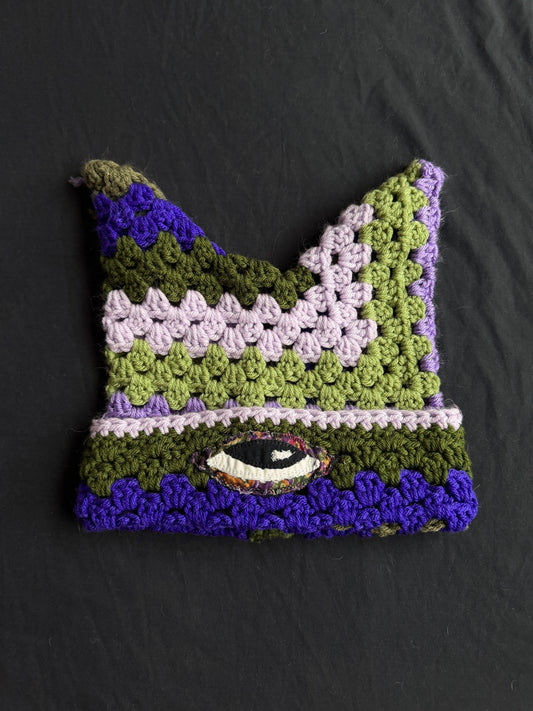 Crochet eyeball patch hat