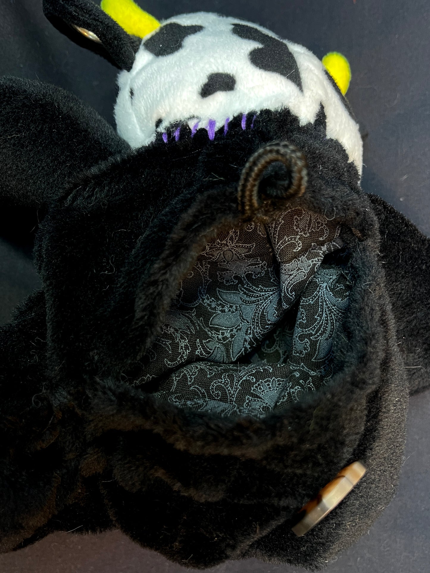 Cow + panda bear keychain stash pouch