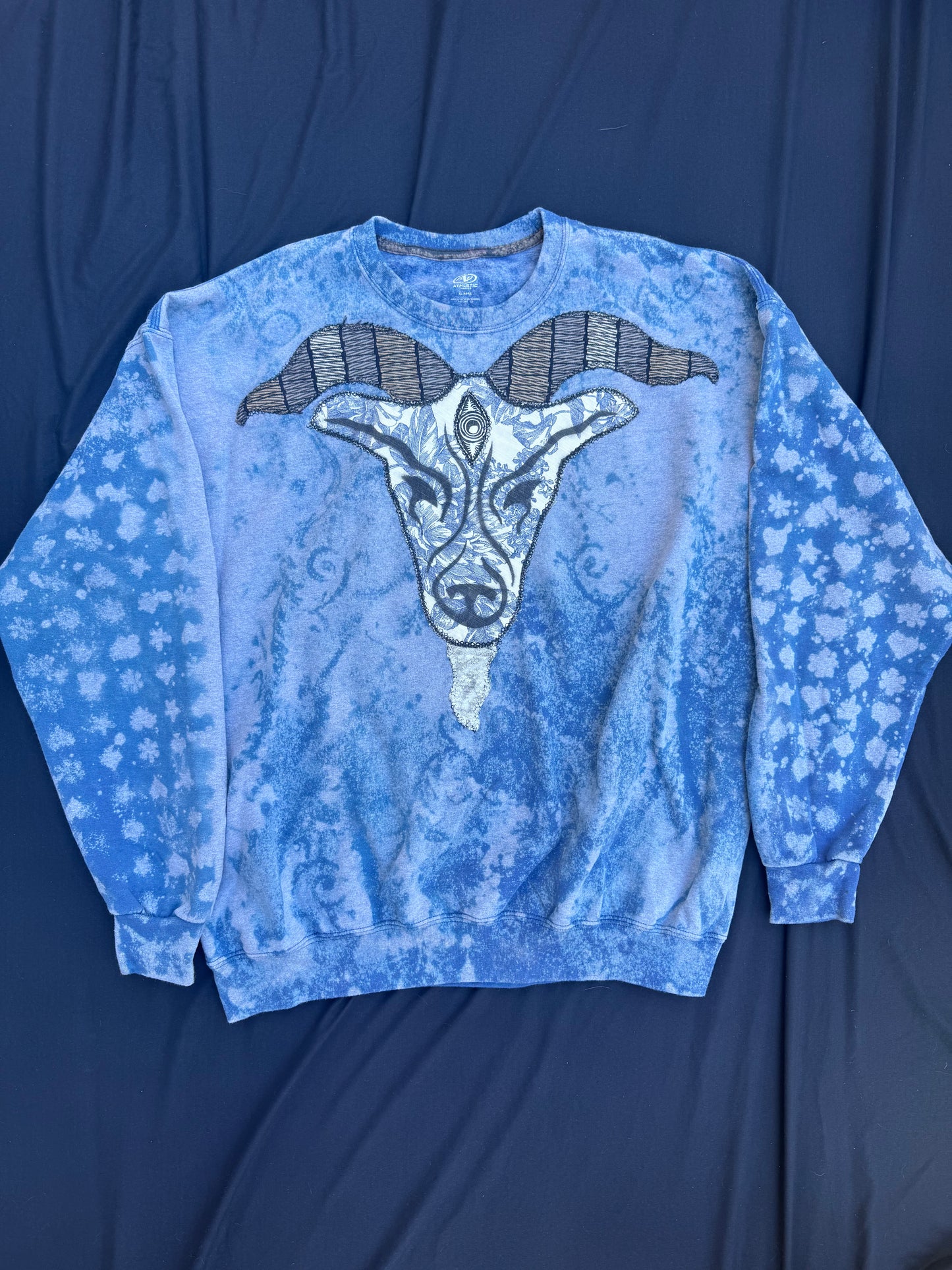 Billy goat scrap patch bleached sweatshirt