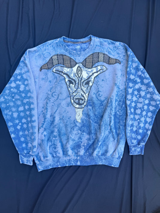 Billy goat scrap patch bleached sweatshirt