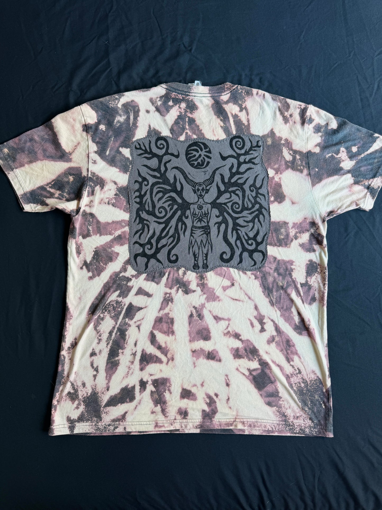 Beetle + moon goddess bleach dyed t-shirt