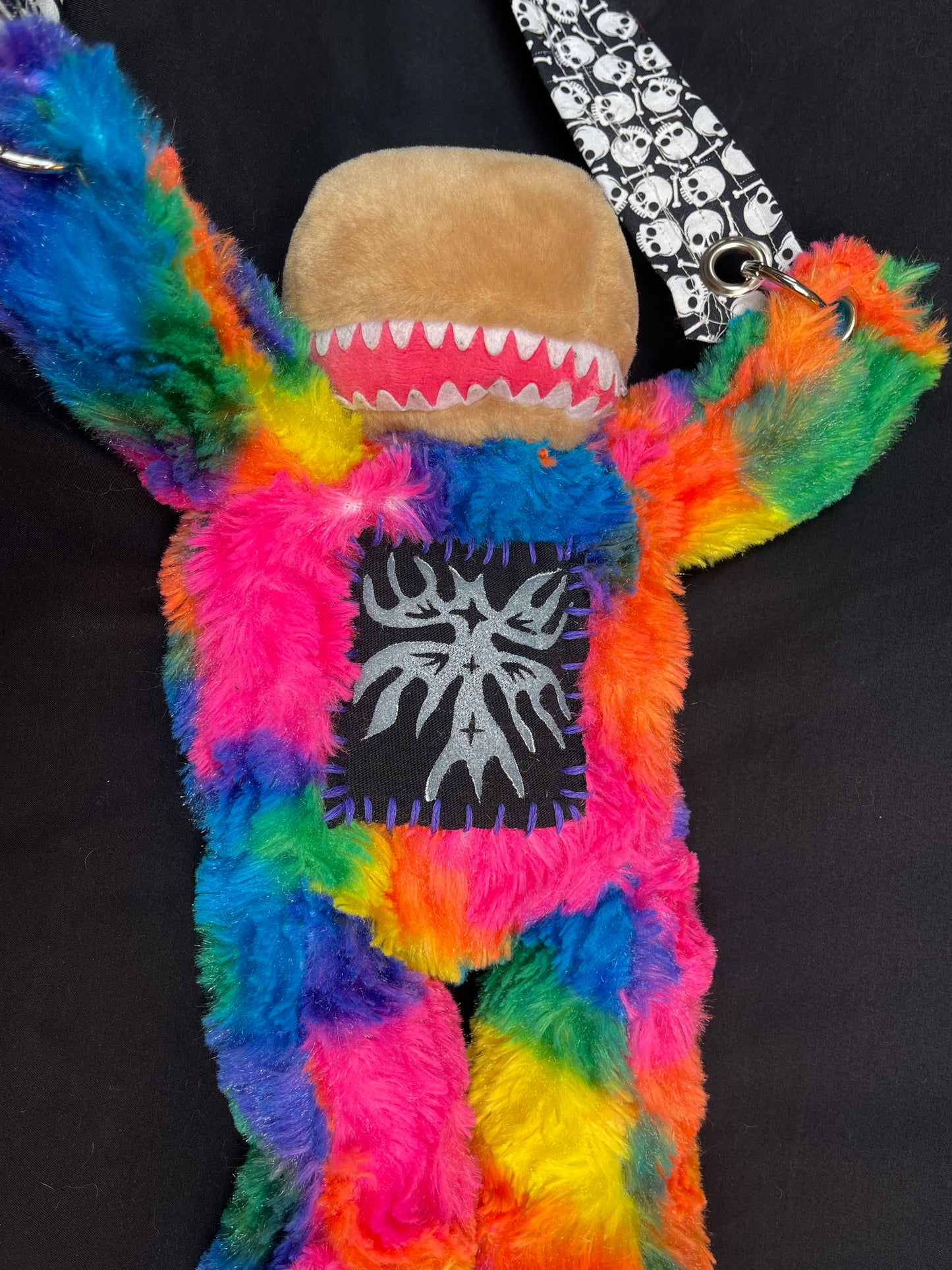 Dino + rainbow tie dye bear side bag
