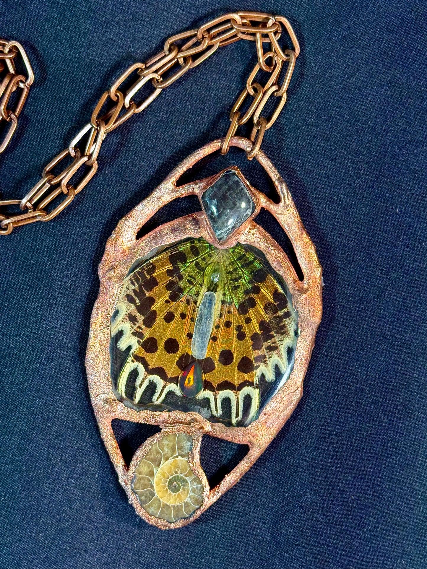 Labradorite sunset moth amulet