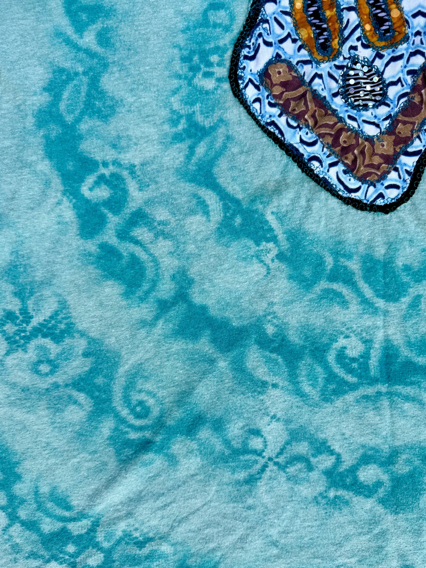 Clown patch bleach dyed spiral t-shirt