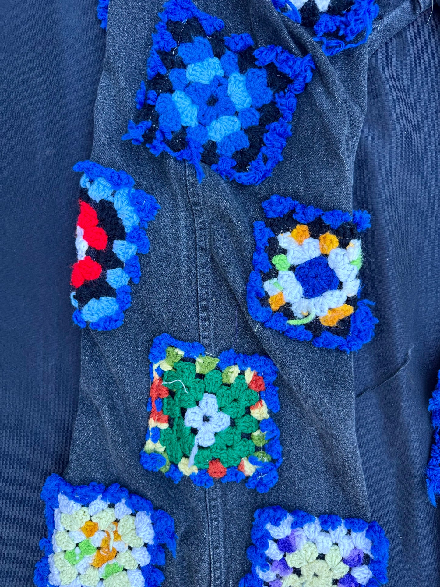 Crochet granny square black jeans