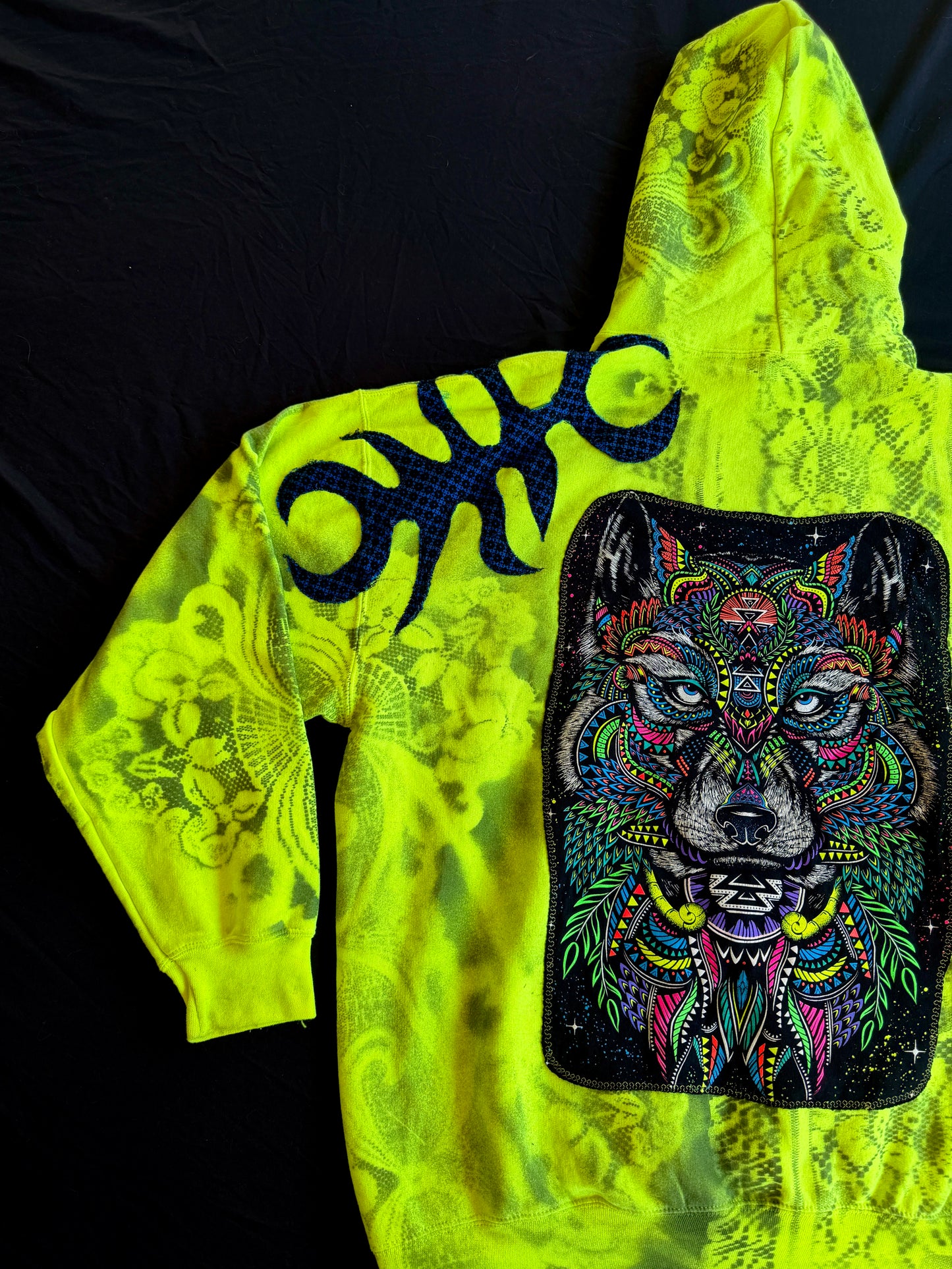 Neon clown wolf hoodie