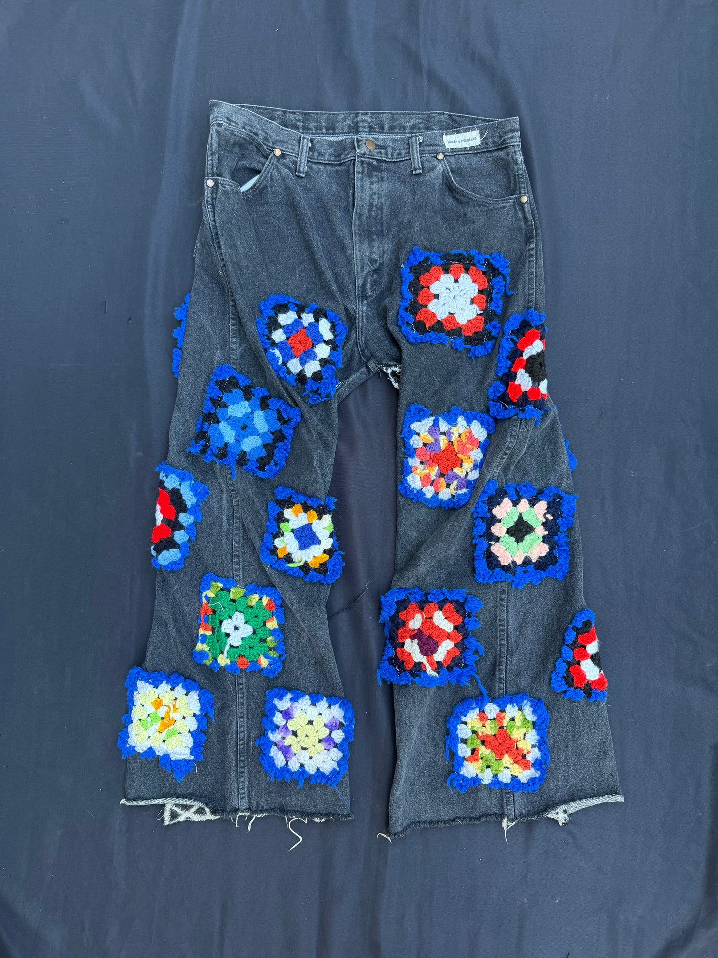 Crochet granny square black jeans