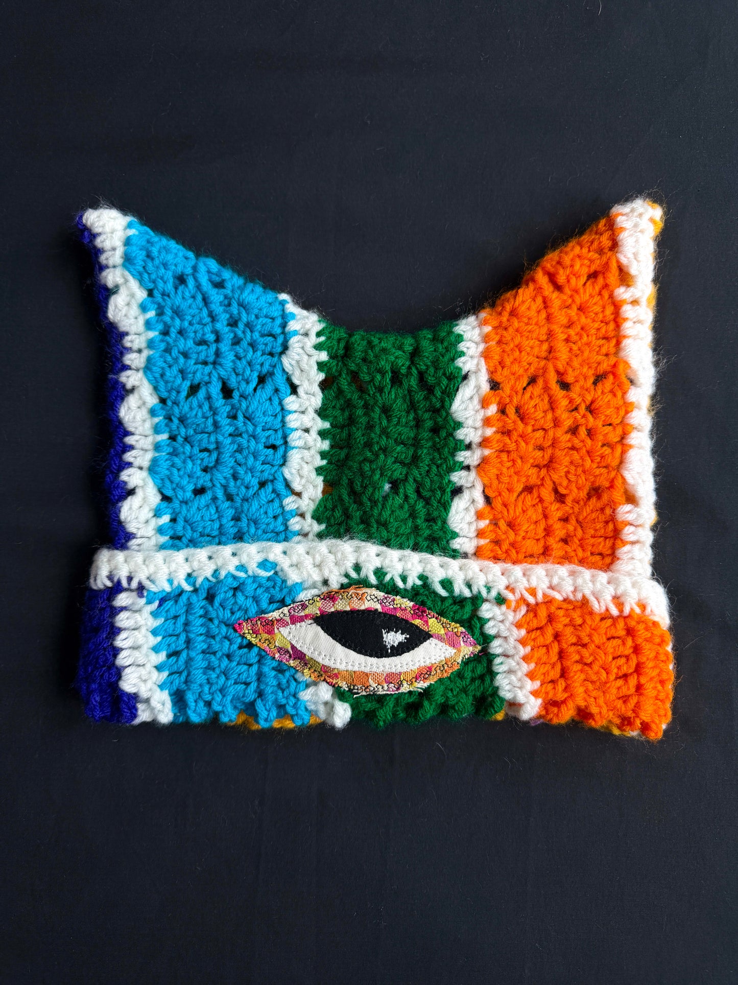 Crochet eyeball patch hat