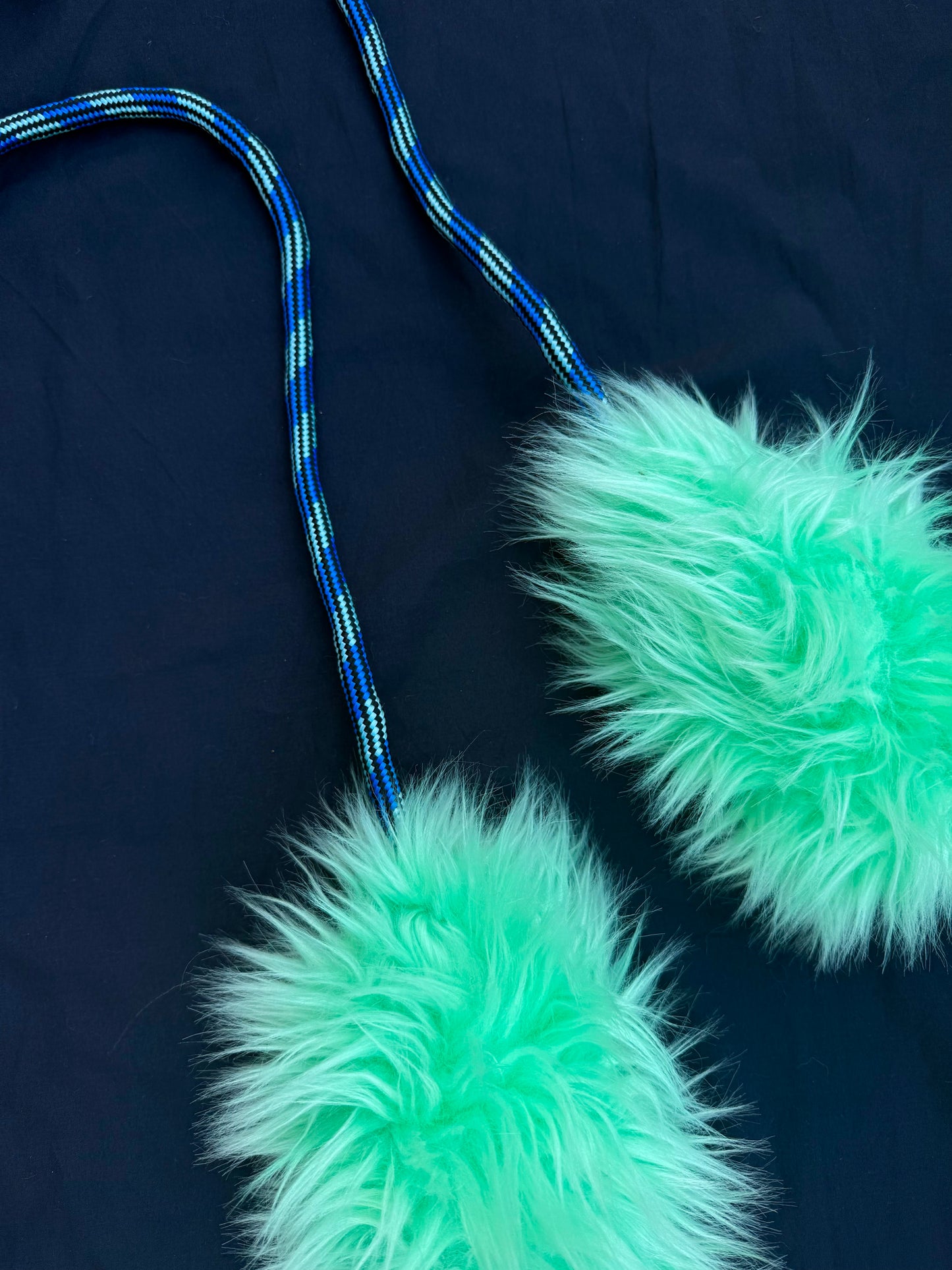 Teal fluffy mega poi