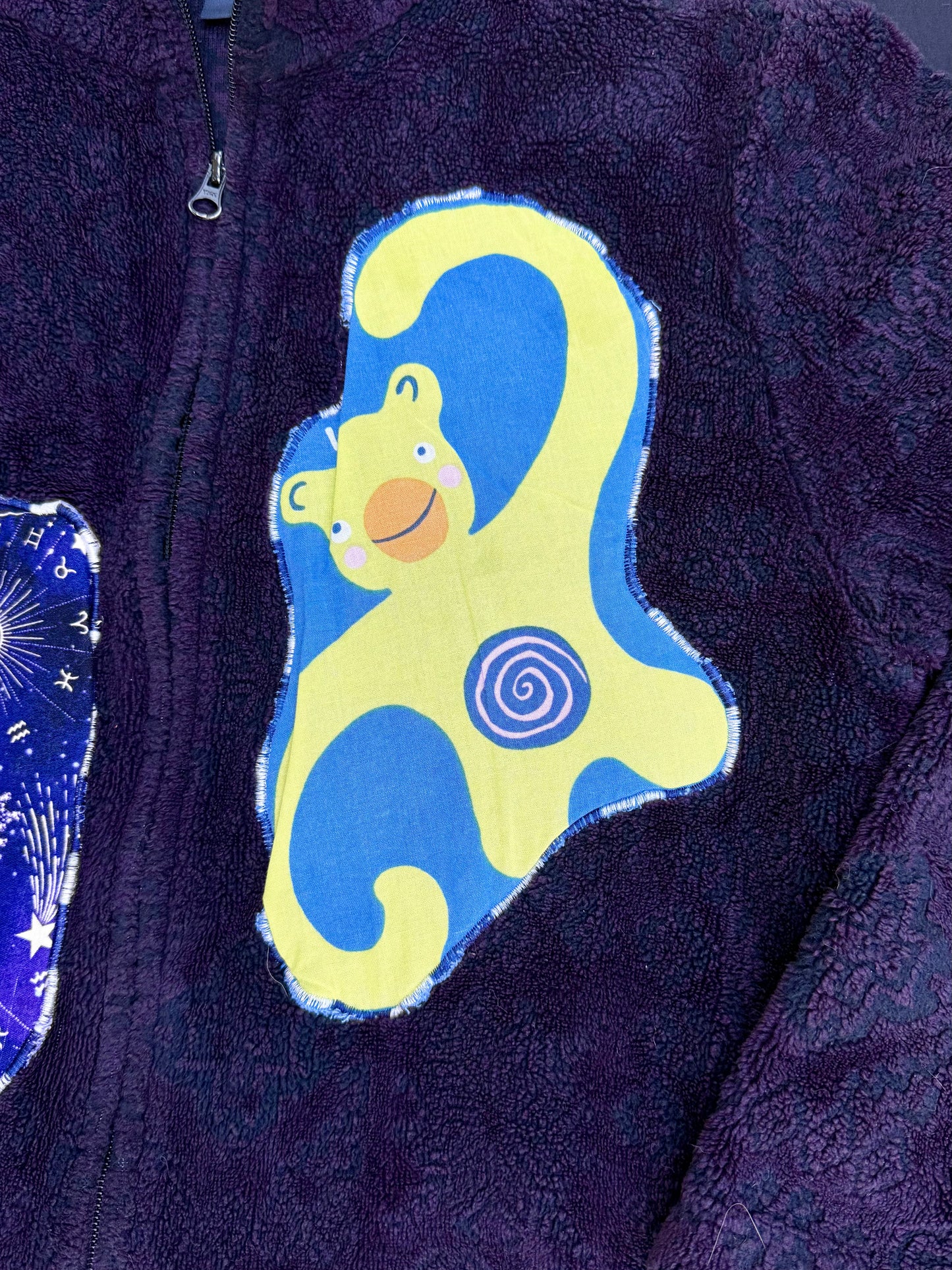 Clown spiral head patch zip up sweatshirt