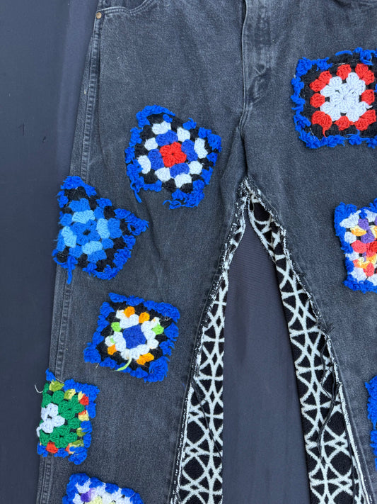 Crochet granny square black jeans