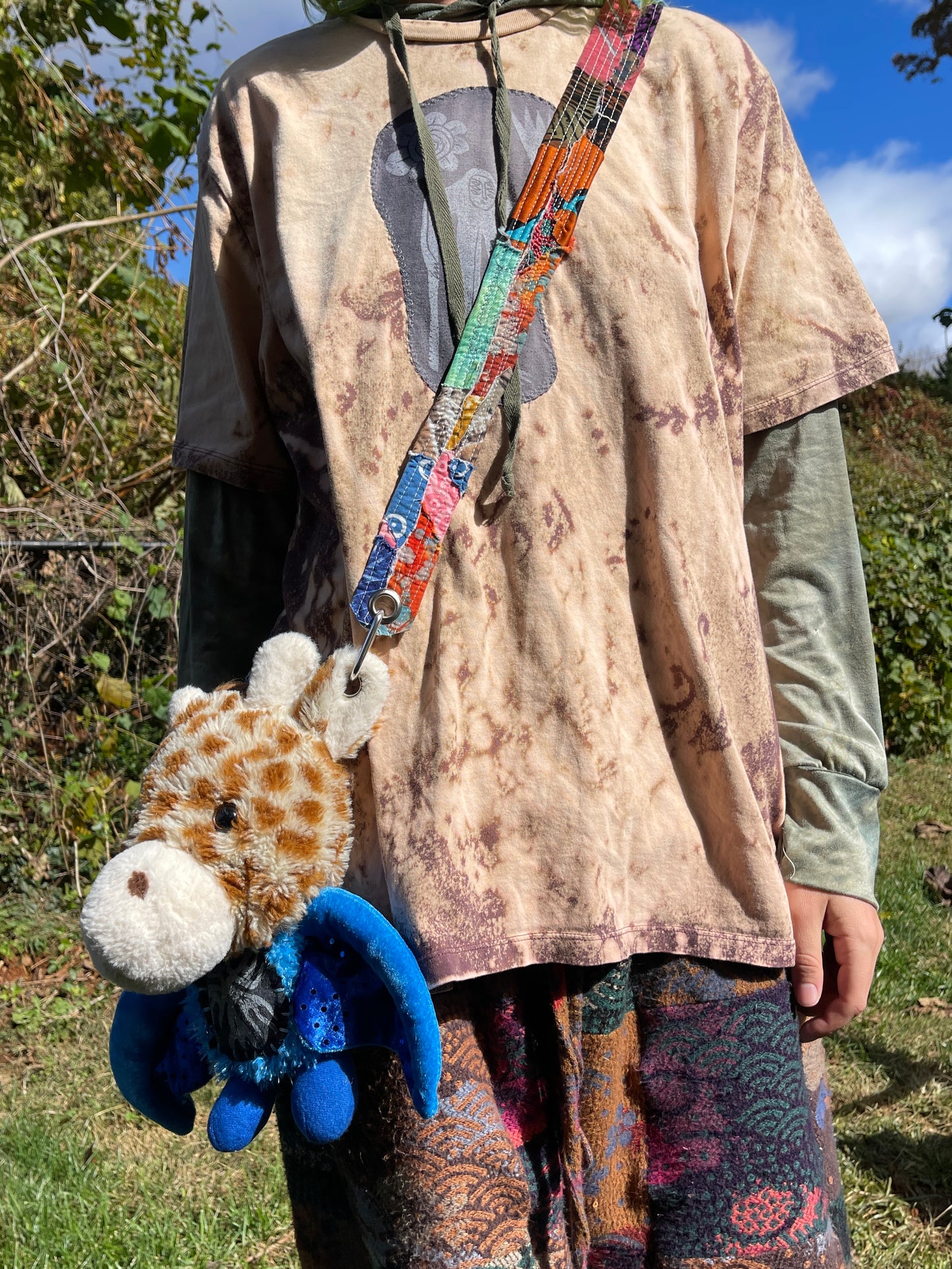 Giraffe + blue bat hybrid side bag