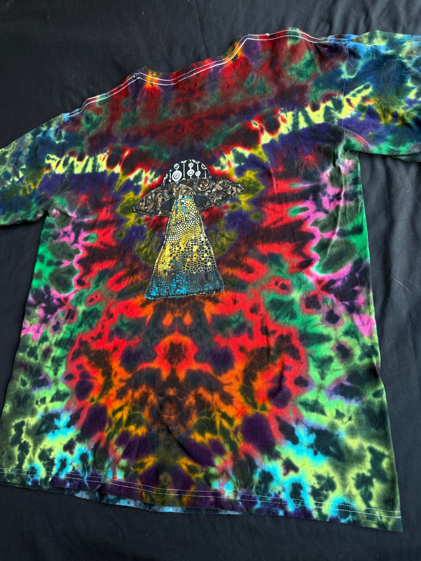 Alien + UFO tie dyed t-shirt