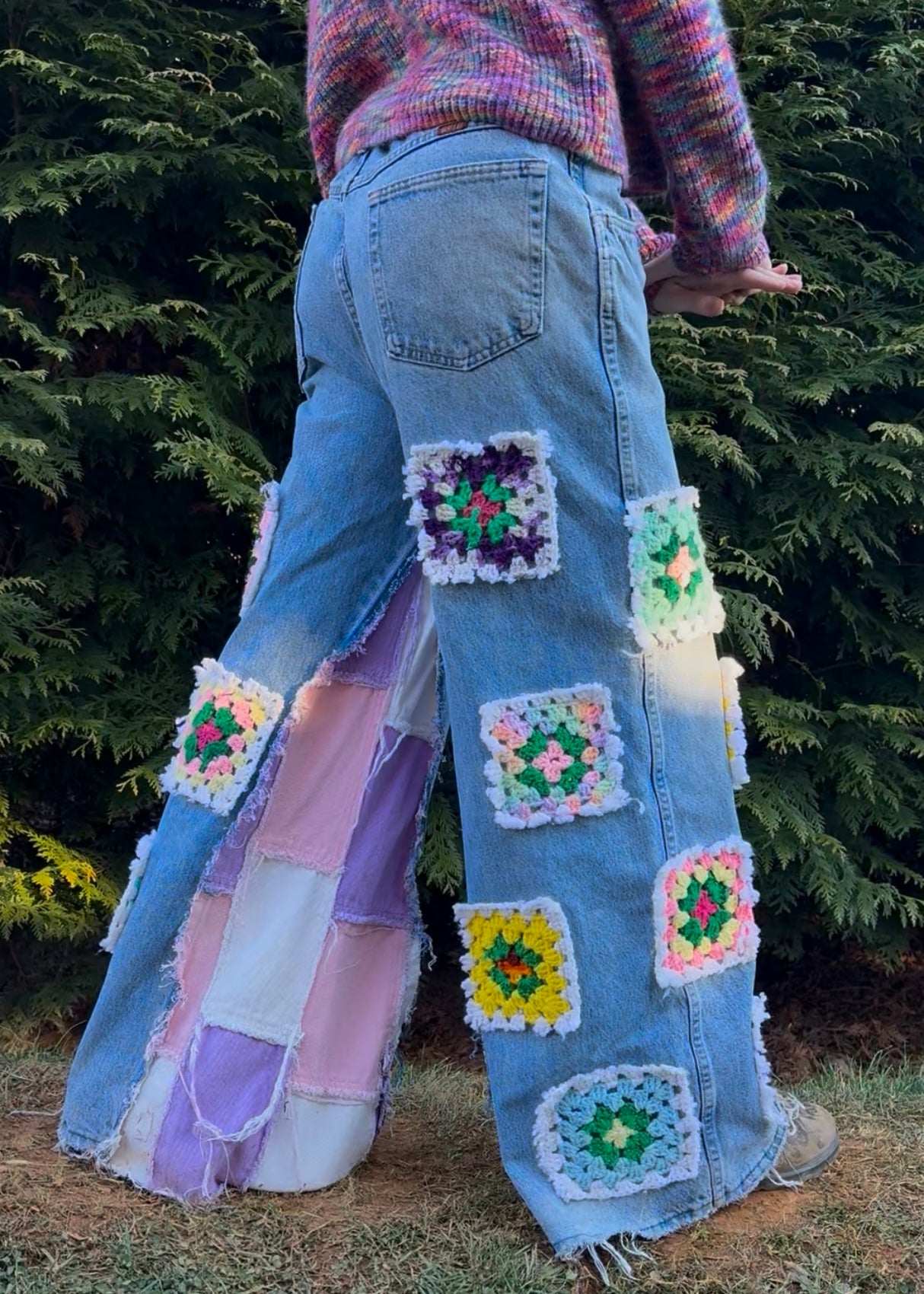Purple daydream granny square pants