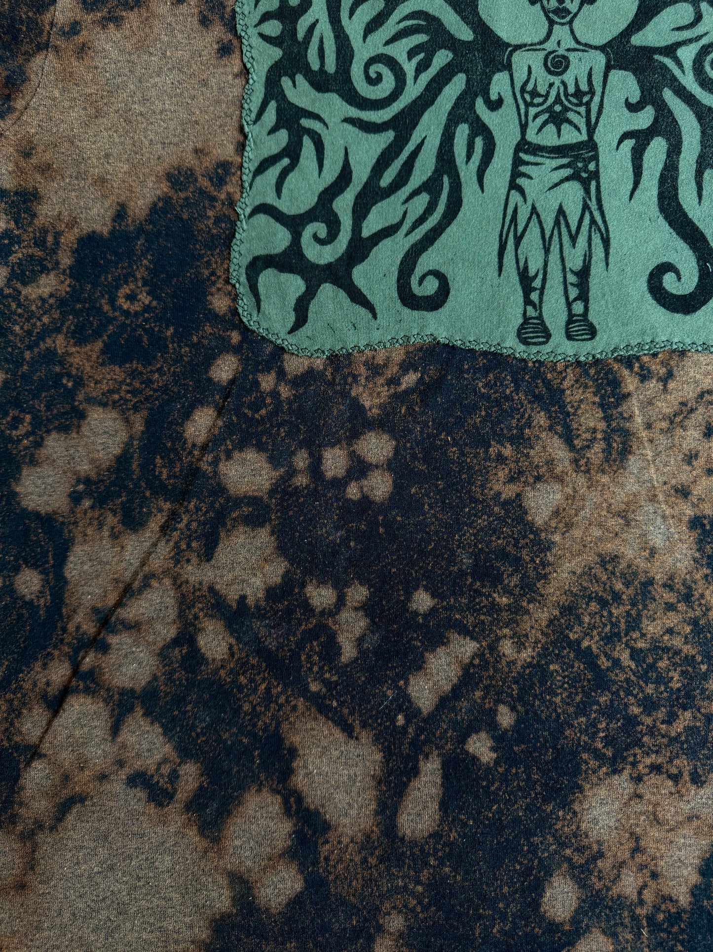 Moon goddess shape bleach dyed t-shirt
