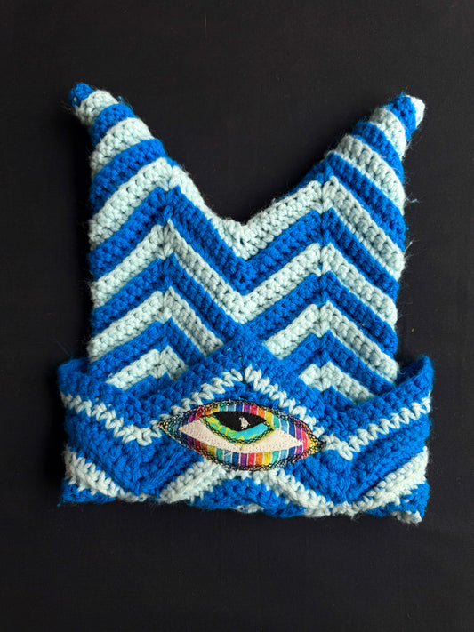 Crochet eyeball patch hat