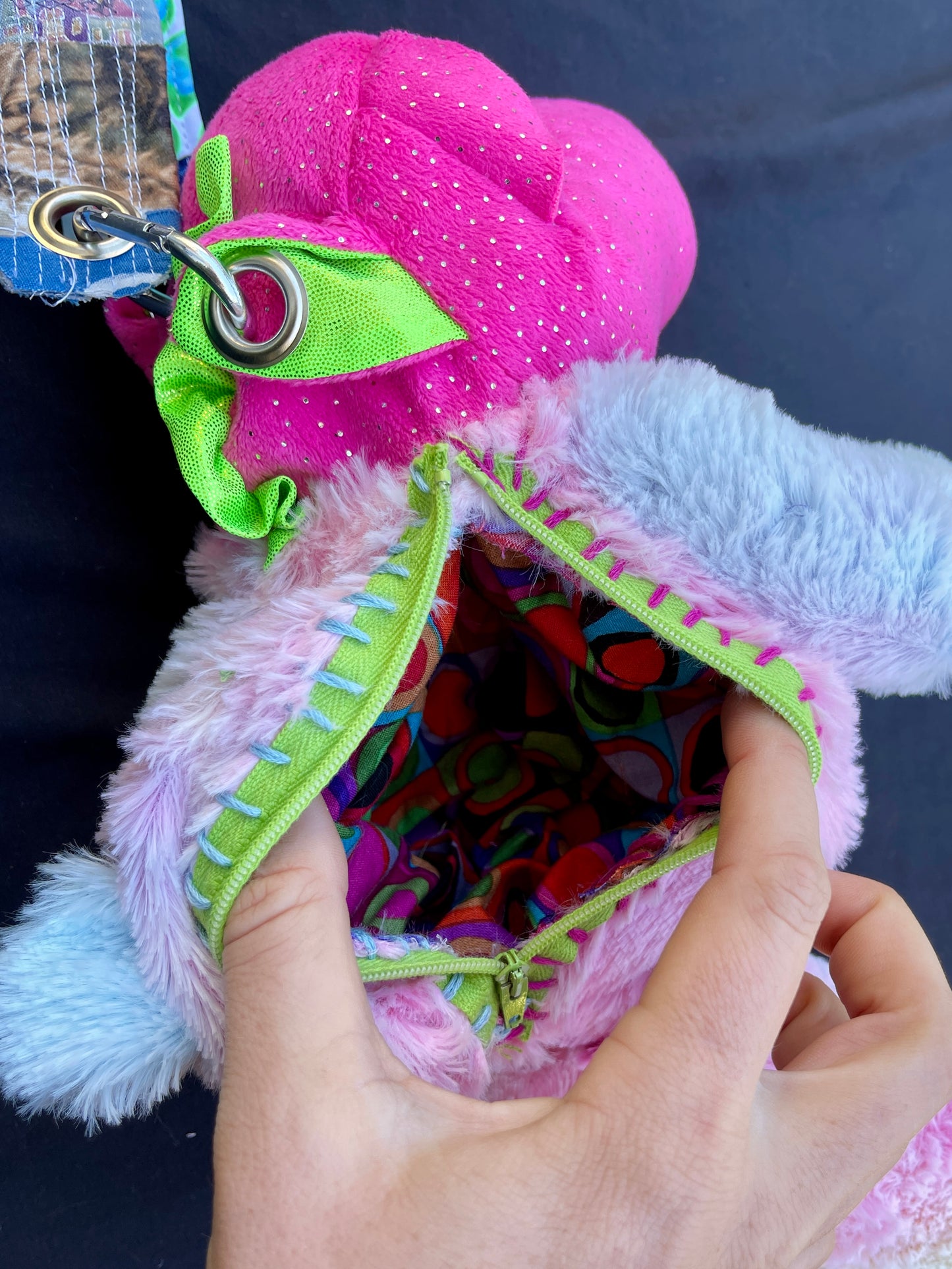 Dragon + rainbow bear hybrid side bag