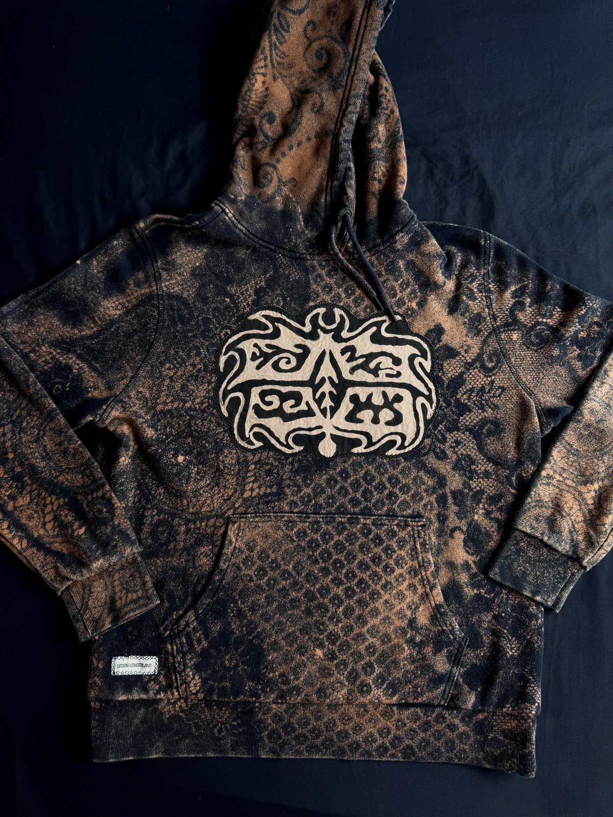 Gargoyle bleach dyed hoodie