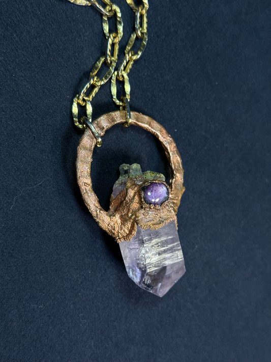 Star sapphire + amethyst amulet